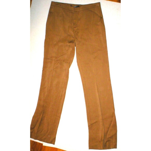 NWT $325 Theyskens Theory Dress Pants 2 Amber Gold Brown Viscose Womens Tall New - Picture 2 of 6